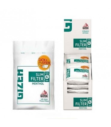 GIZEH FILTROS MENTOLADO SLIM 120 FILTROS 10UDS