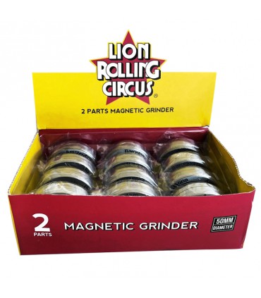 Display de 12 Grinders Metálicos de 2 partes surtidos de Lion Rolling Circus | Hortitec