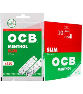 Paquete de 10 sobres de Filtros Slim Mentolado OCB | Hortitec Paquete de 10 sobres de Filtros Slim Mentolado OCB | Hortitec