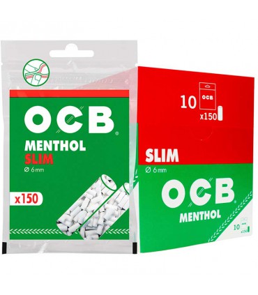 Paquete de 10 sobres de Filtros Slim Mentolado OCB | Hortitec