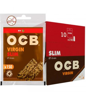 Paquete de 10 sobres de filtros Slim Virgin OCB | Hortitec Paquete de 10 sobres de filtros Slim Virgin OCB | Hortitec