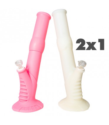 BONG SILICONA FLUORESCENTE 35CM 2 PIEZA 2X1