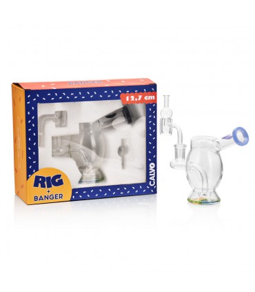 WAX SET-BUBBLE RIG TEAL+BANGER+CARB CAP CALVO GLAS