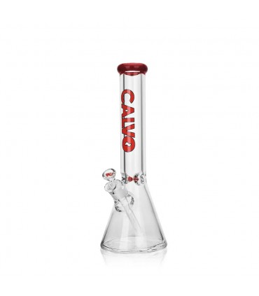 BEAKER 35CM 9MM PREMIUM RED CALVO GLASS