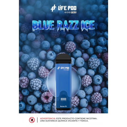 LIFE POD CARTRIDGE 8000 PUFF BLUE RAZZ ICE 4.5%