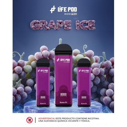 LIFE POD CARTRIDGE 8000 PUFF GRAPE ICE 4.5%